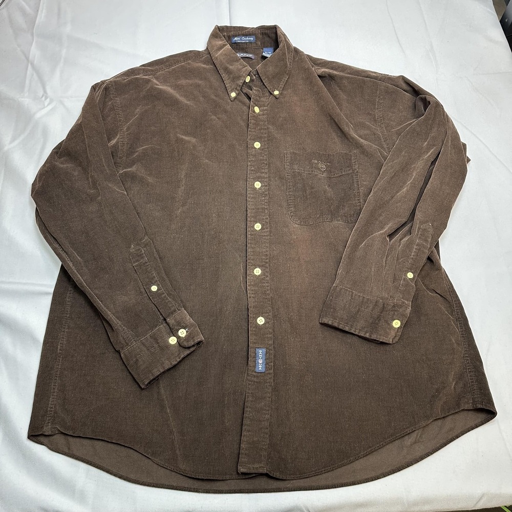 Gant Shirt Mens XL Brown Mini Corduroy Casual Gorpcore Retro Workwear